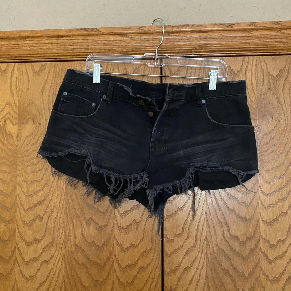 Ksubi Raw Hem Shorts (Black Denim)